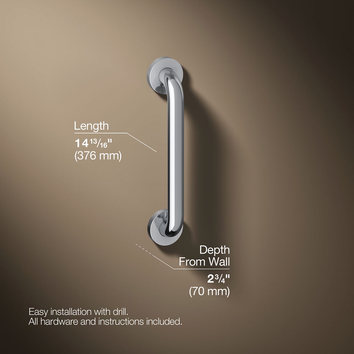 3/4 view of product with dimensions