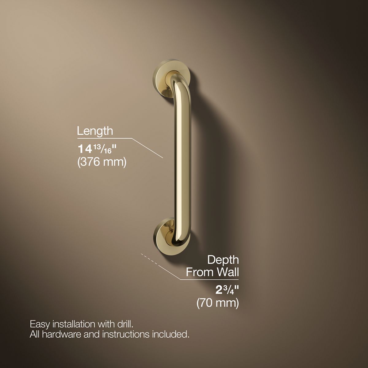 3/4 view of product with dimensions