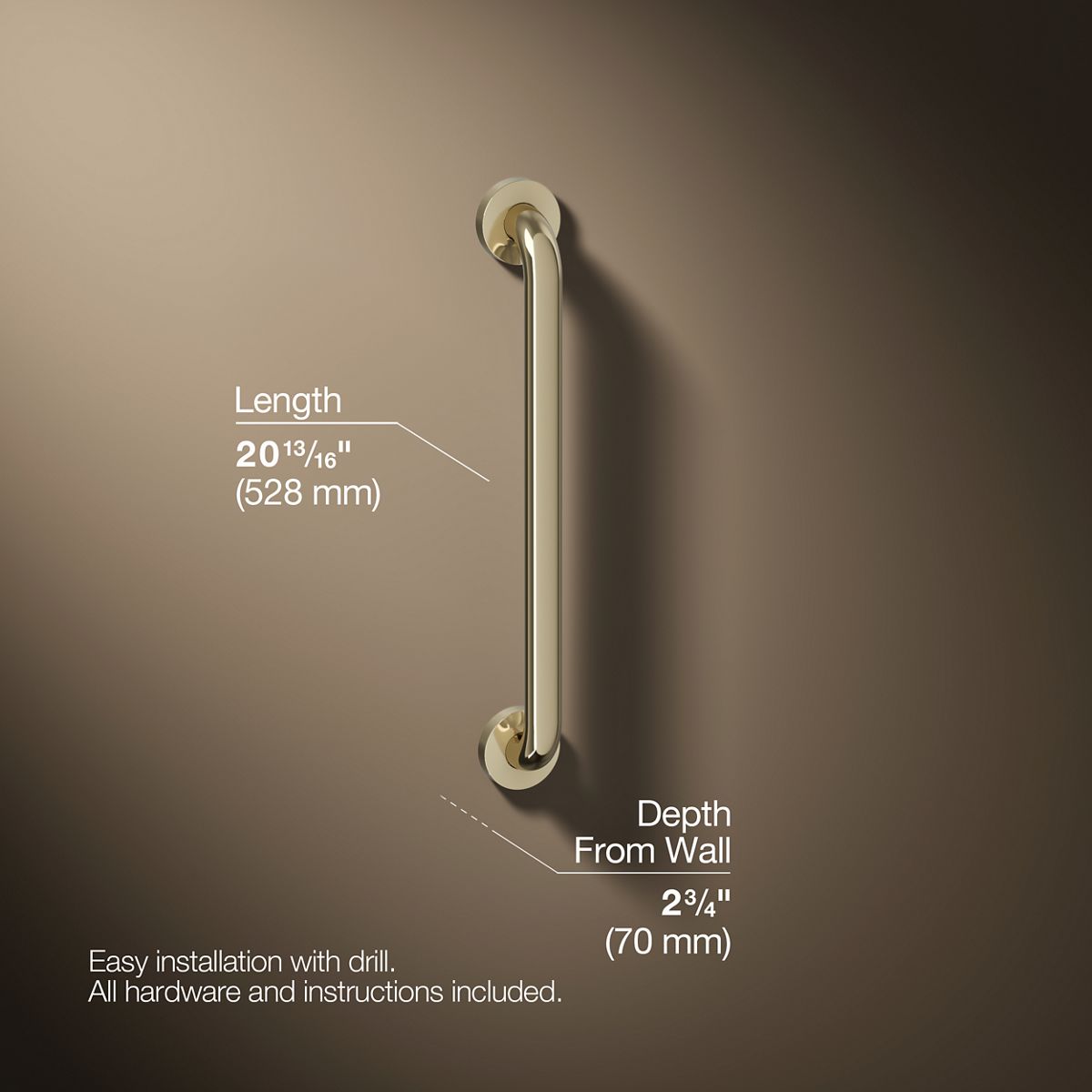 3/4 view of product with dimensions