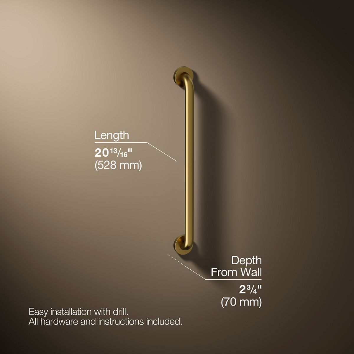 3/4 view of product with dimensions
