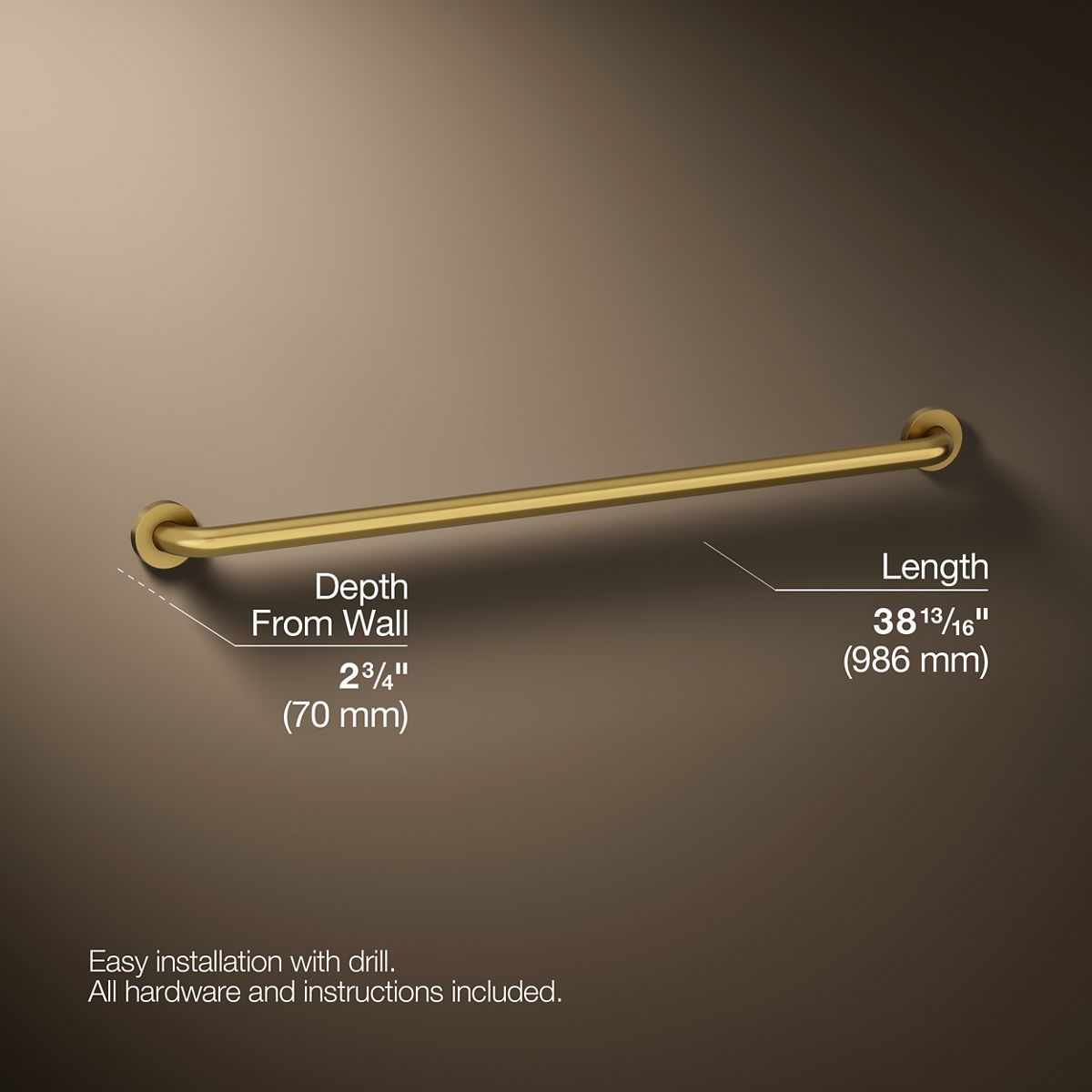 3/4 view of product with dimensions