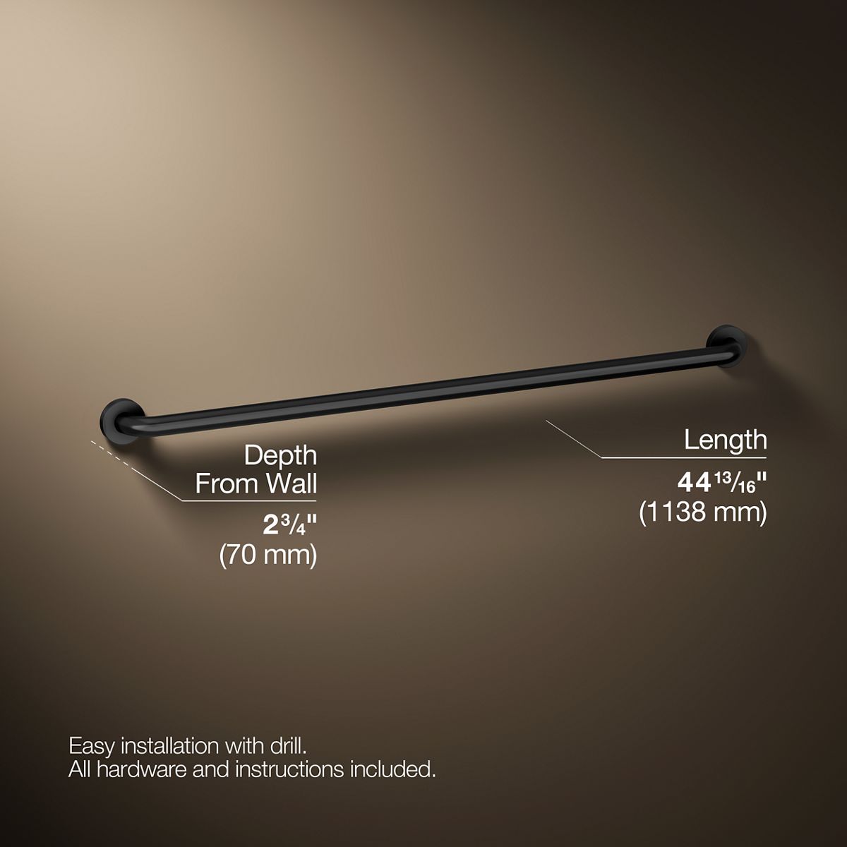 3/4 view of product with dimensions
