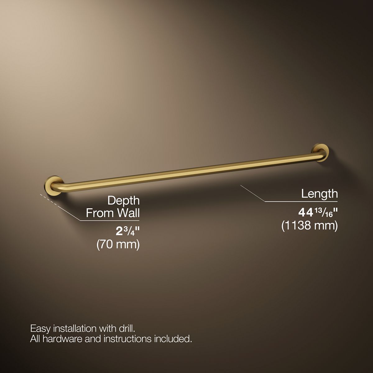 3/4 view of product with dimensions