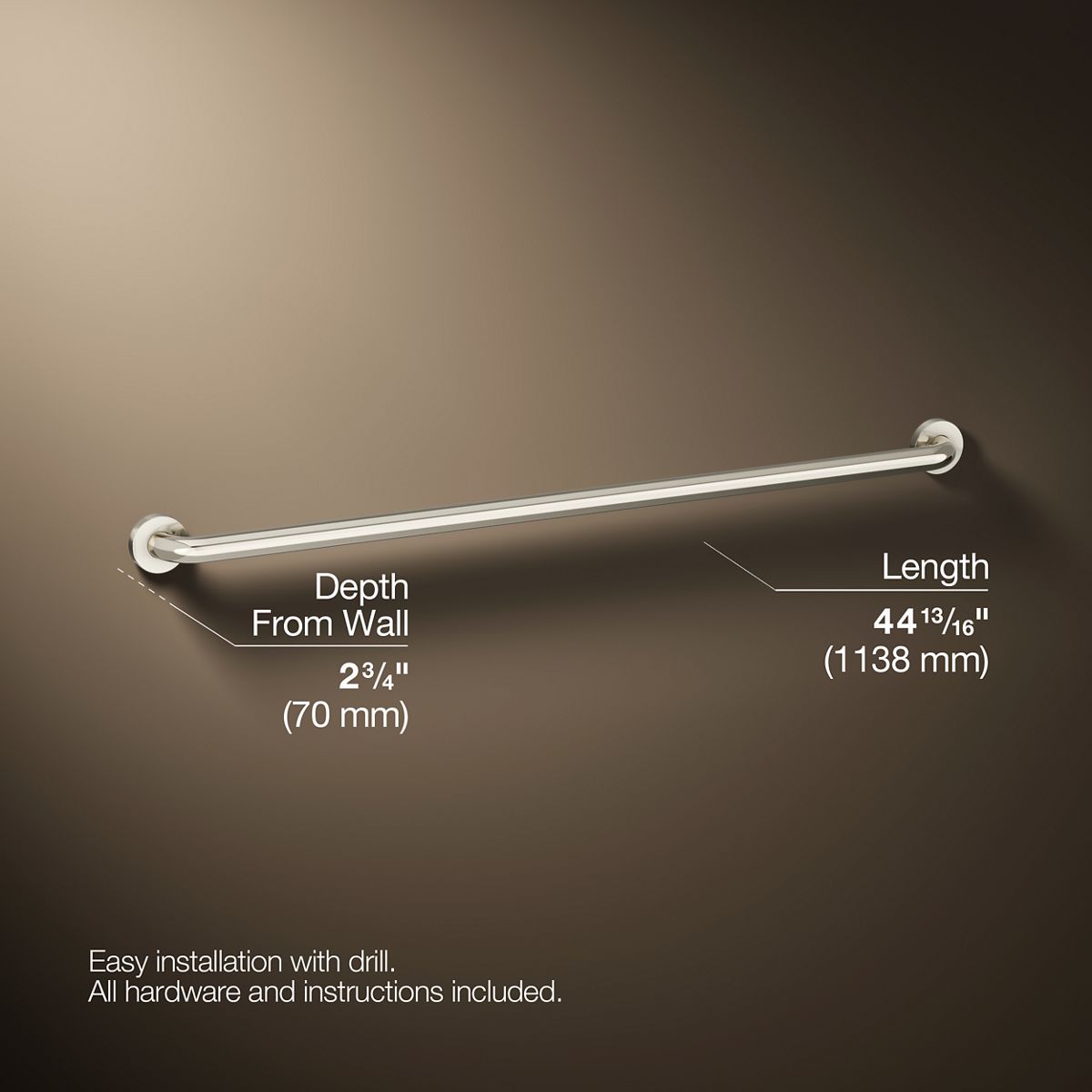 3/4 view of product with dimensions