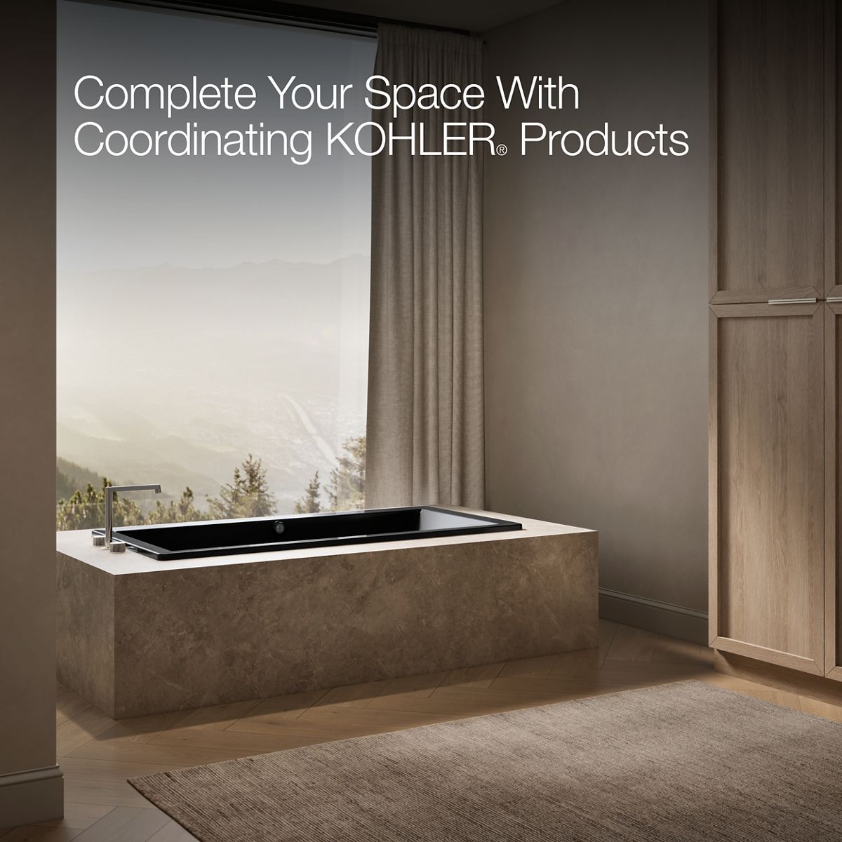 KOHLER K-1821-W1 Underscore 66" x 32" drop-in bath with Bask heated surface
