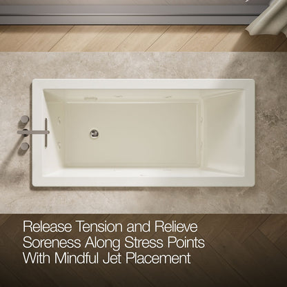 KOHLER K-1822-JH Underscore 66" x 32" drop-in heated whirlpool bath