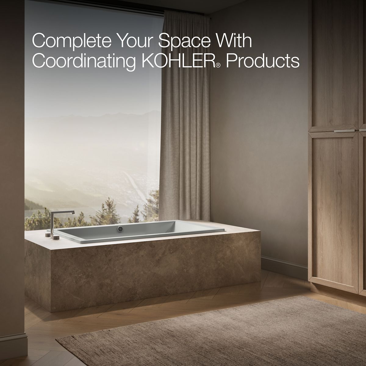 KOHLER K-1848-W1 Underscore 60" x 36" drop-in bath with Bask heated surface