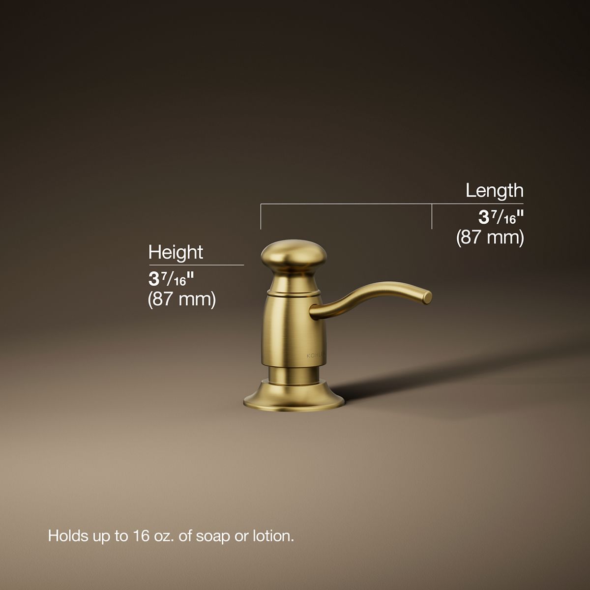 3/4 view of product with dimensions
