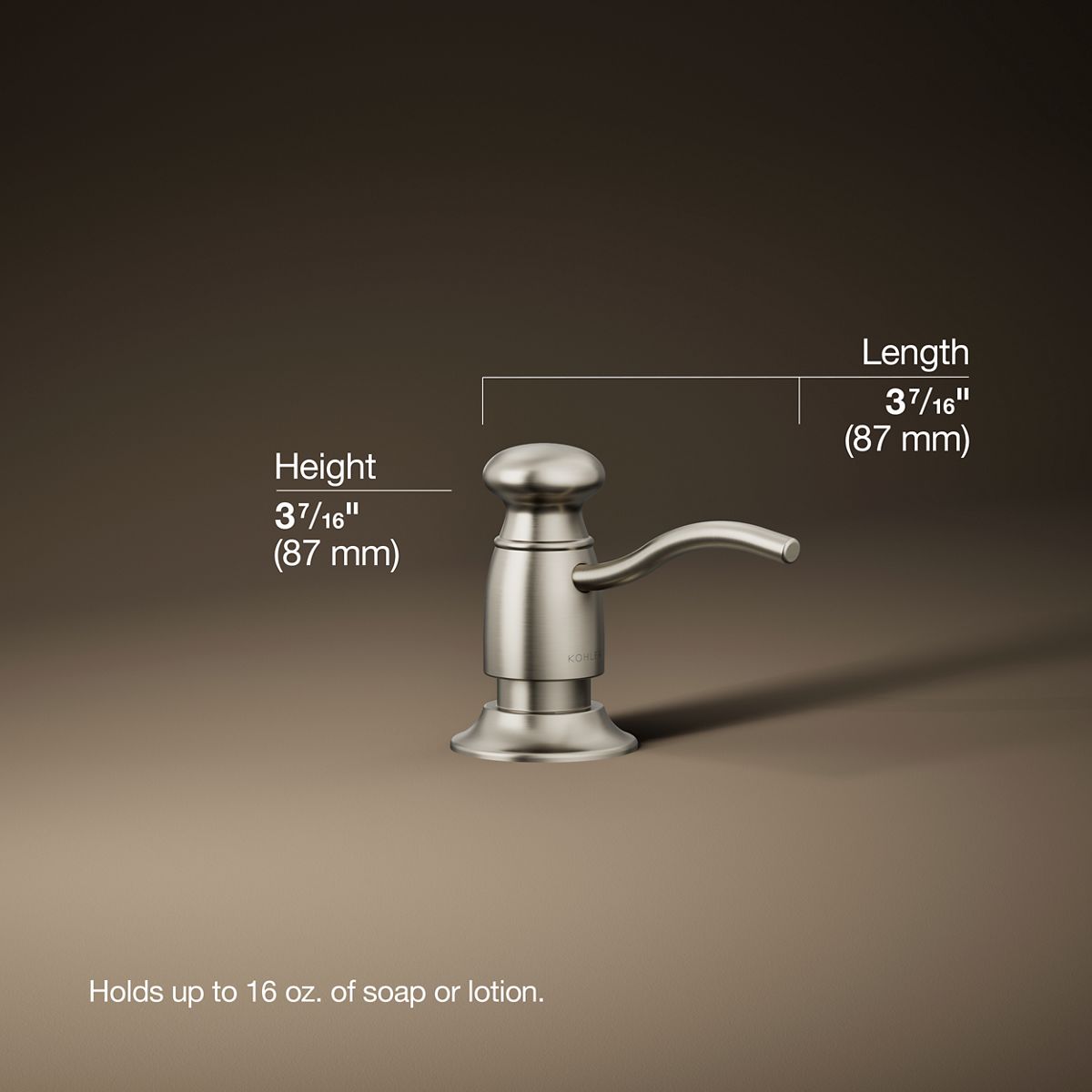3/4 view of product with dimensions