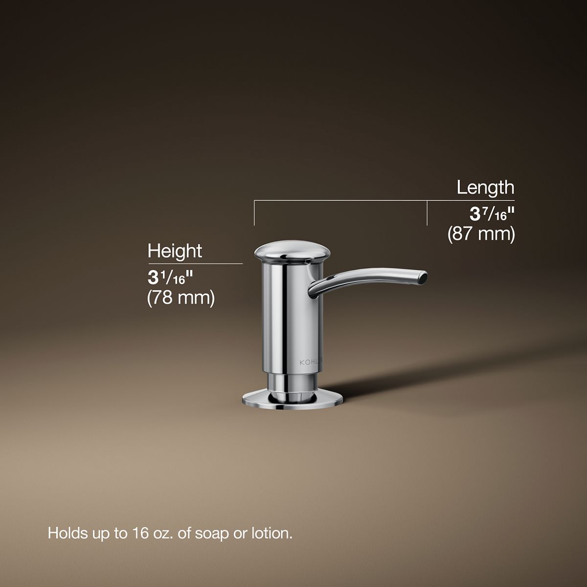 3/4 view of product with dimensions