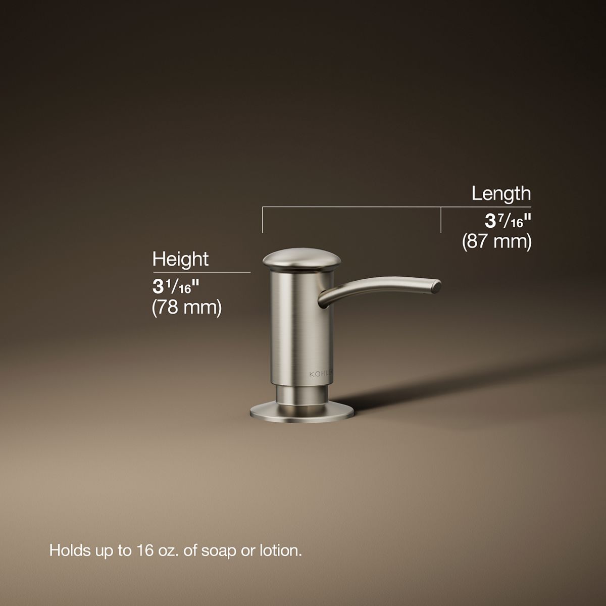 3/4 view of product with dimensions