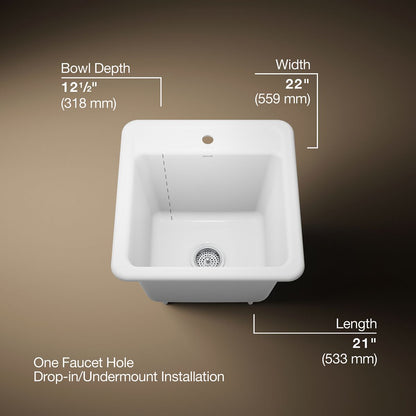 KOHLER K-19022-1 Park Falls 21" top-/undermount single-bowl utility sink