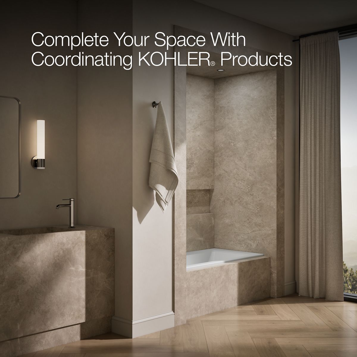 KOHLER K-1946-LW Archer 60" x 30" alcove bath with Bask heated surface, left drain