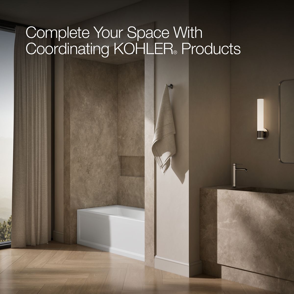 KOHLER K-1946-RA Archer 60" x 30" alcove bath right drain