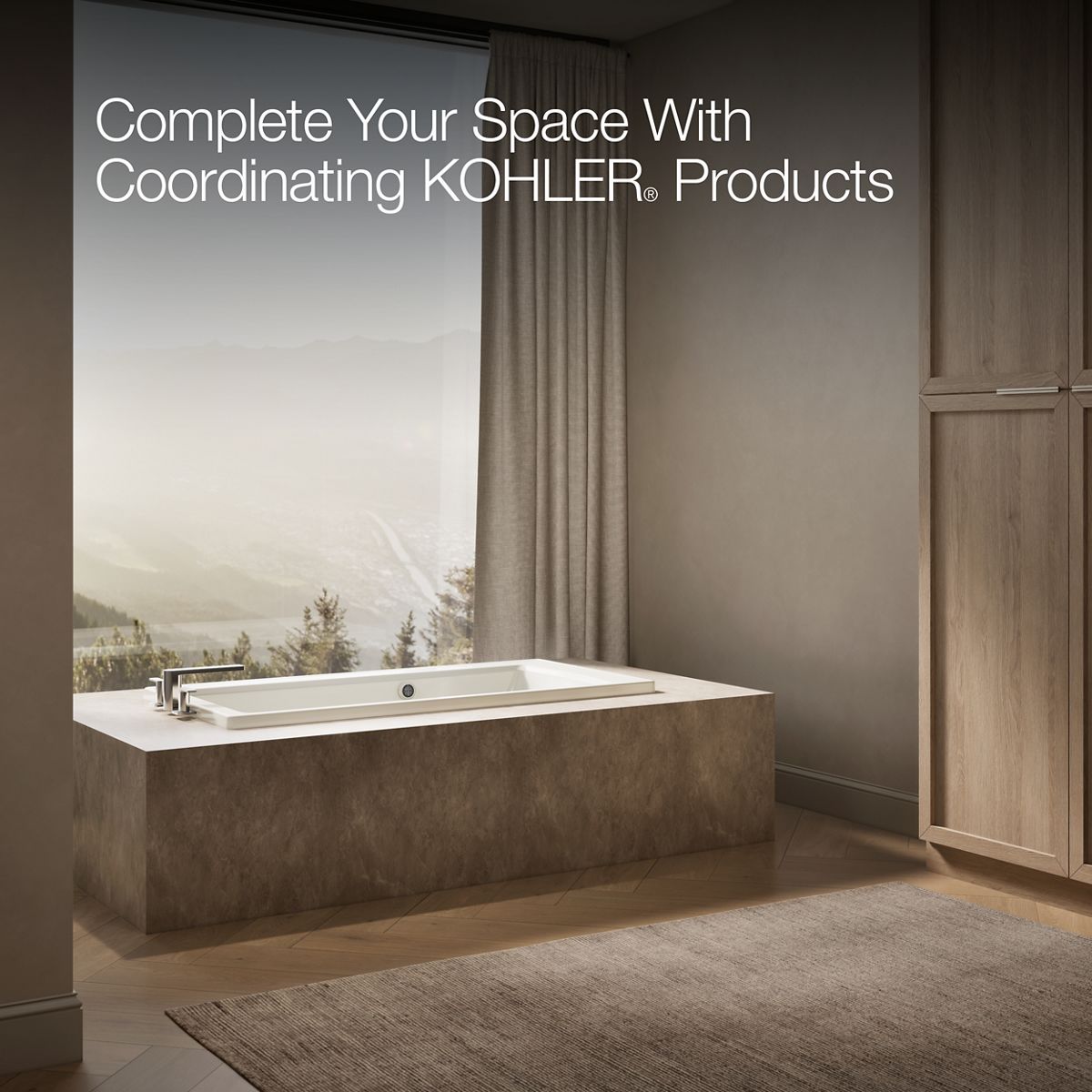 KOHLER K-1946-W1 Archer 60" x 30" drop-in bath with Bask heated surface