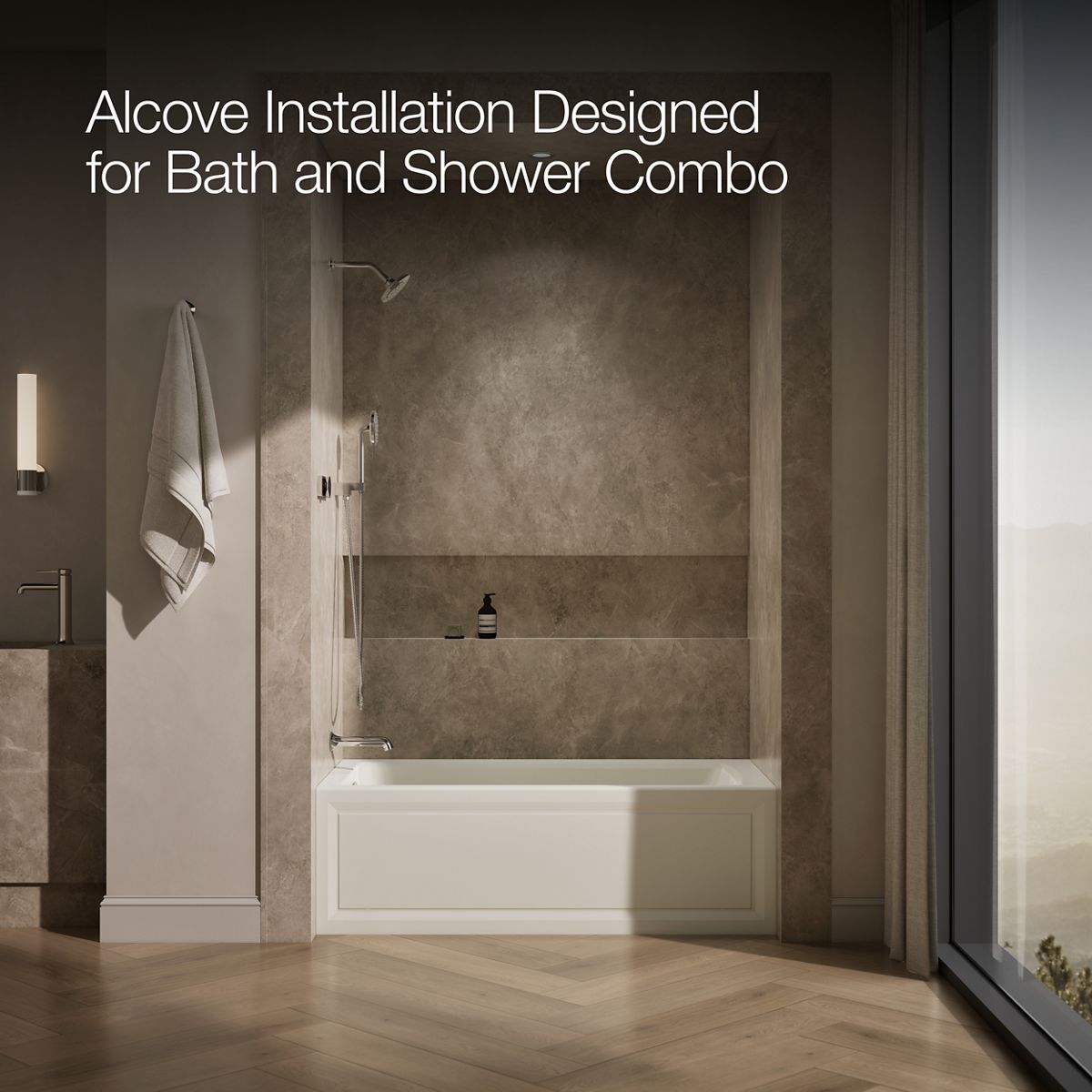 KOHLER K-1947-GHLA Archer 60" x 30" alcove Heated BubbleMassage air bath, left drain