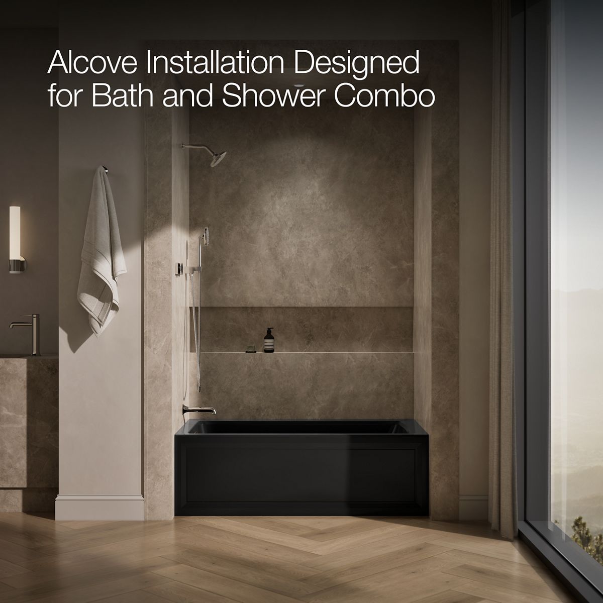 KOHLER K-1947-GHLA Archer 60" x 30" alcove Heated BubbleMassage air bath, left drain