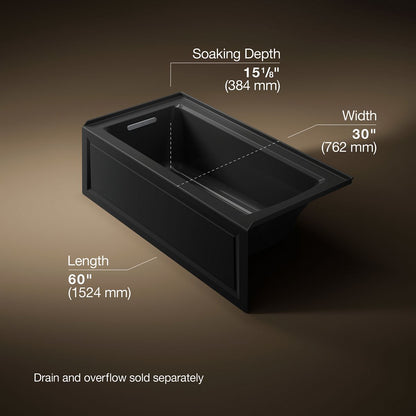 KOHLER K-1947-GHLA Archer 60" x 30" alcove Heated BubbleMassage air bath, left drain
