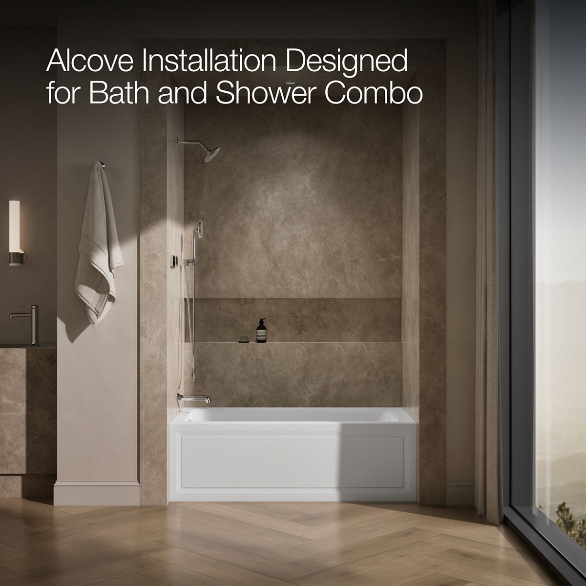 KOHLER K-1947-GHLA Archer 60" x 30" alcove Heated BubbleMassage air bath, left drain
