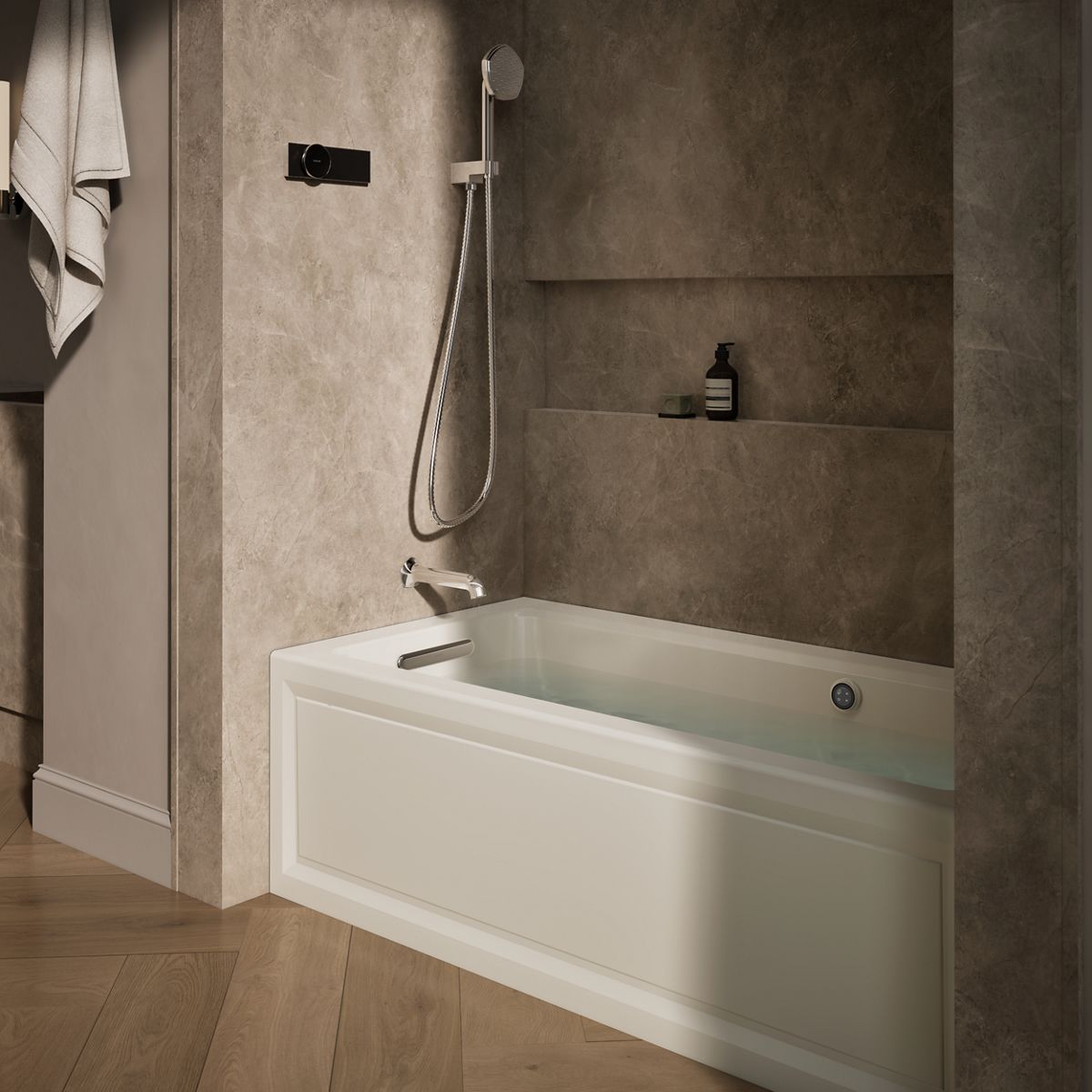 KOHLER K-1947-GHLAW Archer 60" x 30" integral apron Heated BubbleMassage air bath with Bask heated surface and left-hand drain
