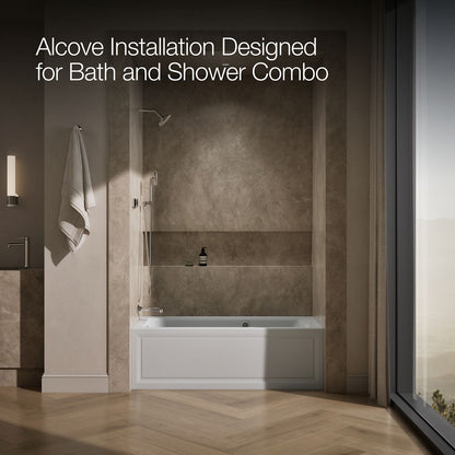 KOHLER K-1947-GHLAW Archer 60" x 30" integral apron Heated BubbleMassage air bath with Bask heated surface and left-hand drain