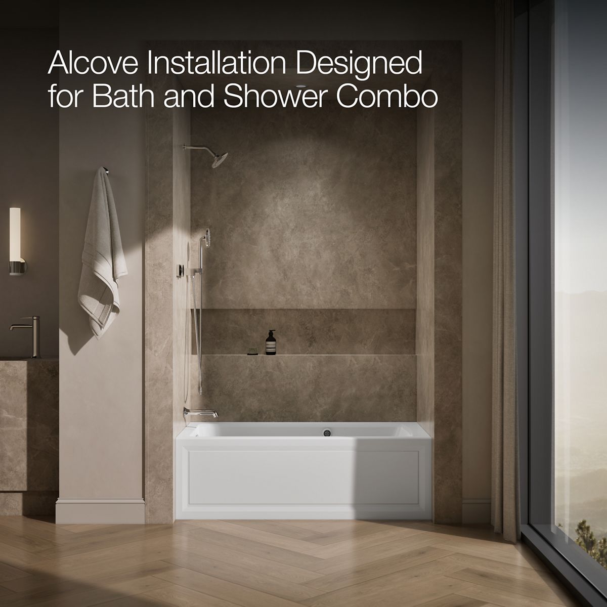 KOHLER K-1947-GHLAW Archer 60" x 30" integral apron Heated BubbleMassage air bath with Bask heated surface and left-hand drain