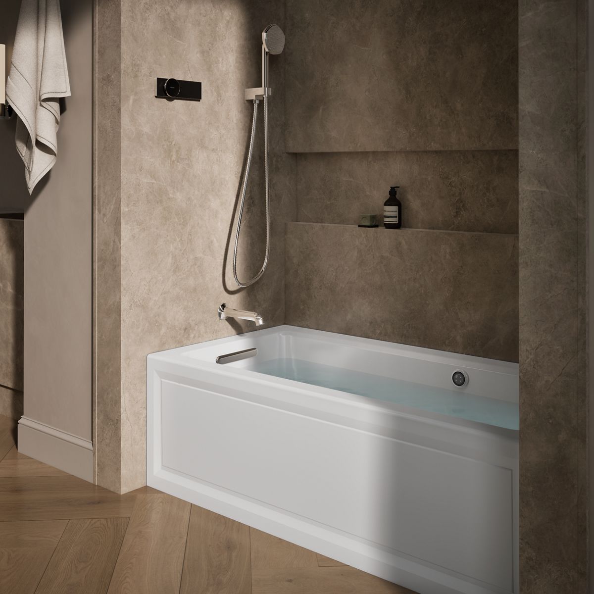 KOHLER K-1947-GHLAW Archer 60" x 30" integral apron Heated BubbleMassage air bath with Bask heated surface and left-hand drain