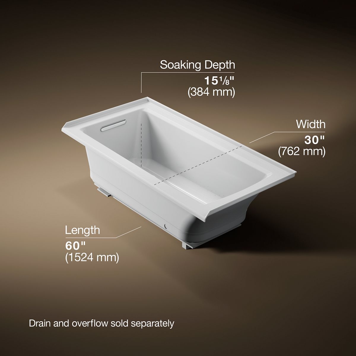 KOHLER K-1947-GHLF Archer 60" x 30" alcove Heated BubbleMassage air bath, left drain
