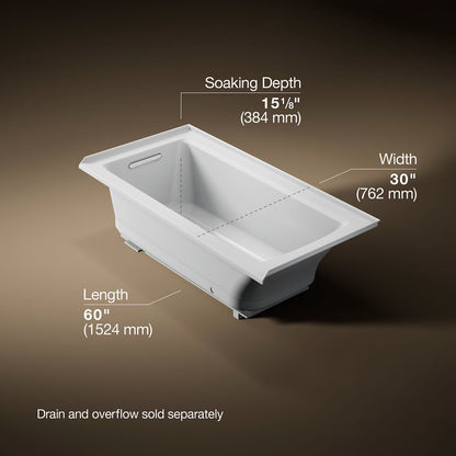 KOHLER K-1947-GHLF Archer 60" x 30" alcove Heated BubbleMassage air bath, left drain