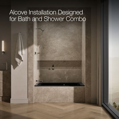KOHLER K-1947-GHLW Archer 60" x 30" alcove Heated BubbleMassage air bath with Bask heated surface, left drain