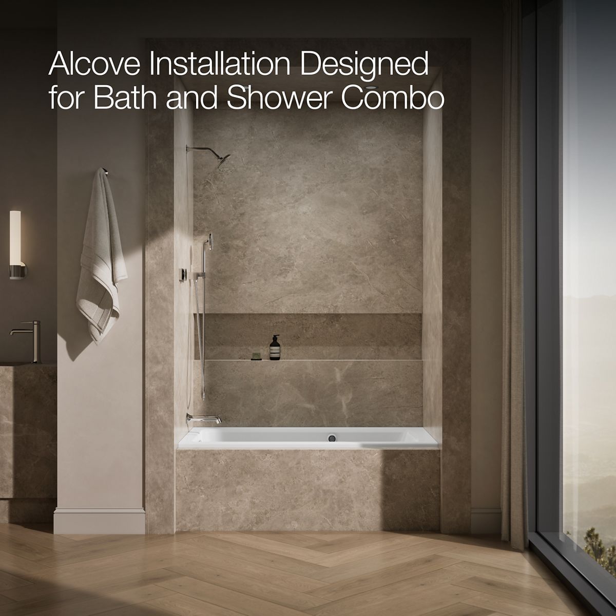 KOHLER K-1947-GHLW Archer 60" x 30" alcove Heated BubbleMassage air bath with Bask heated surface, left drain