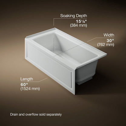 KOHLER K-1947-GHRA Archer 60" x 30" alcove Heated BubbleMassage air bath, right drain