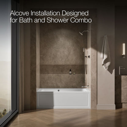 KOHLER K-1947-GHRAW Archer 60" x 30" alcove Heated BubbleMassage air bath with Bask heated surface, right drain
