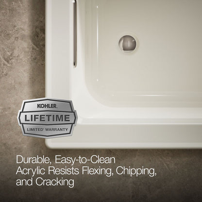 KOHLER K-1947-GHW Archer 60" x 30" drop-in Heated BubbleMassage air bath with Bask heated surface