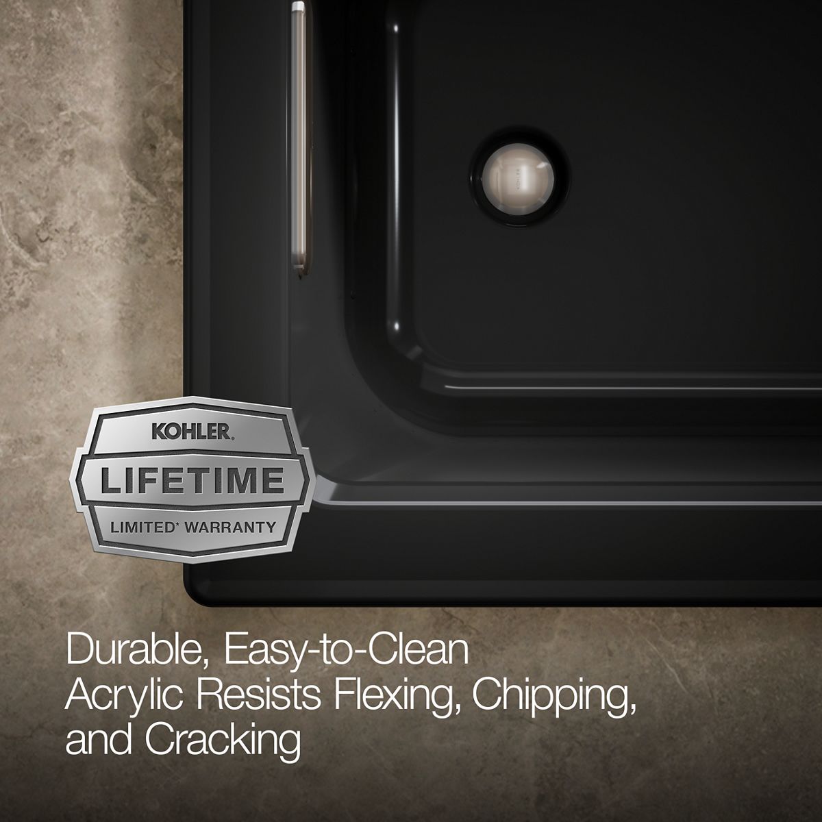 KOHLER K-1947-GHW Archer 60" x 30" drop-in Heated BubbleMassage air bath with Bask heated surface