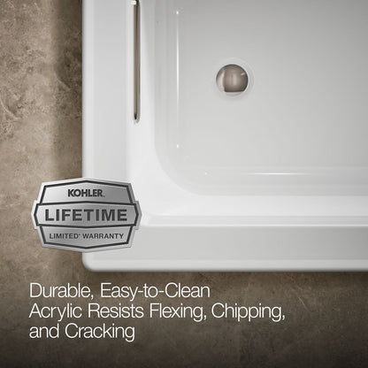 KOHLER K-1947-GHW Archer 60" x 30" drop-in Heated BubbleMassage air bath with Bask heated surface
