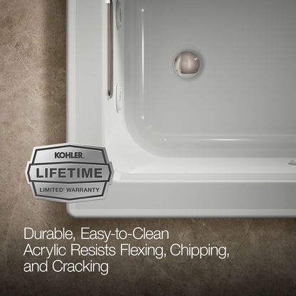 KOHLER K-1947-H Archer 60" x 30" drop-in whirlpool bath with heat and ComForte Depth design