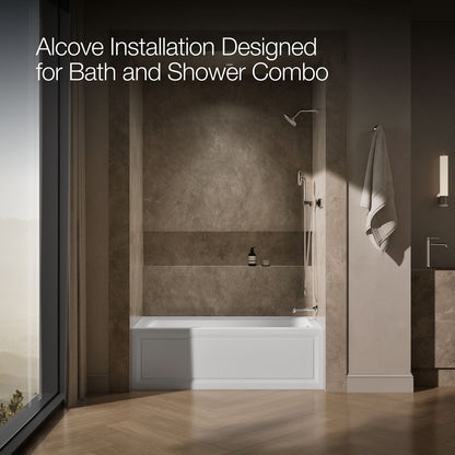 KOHLER K-1947-HRA Archer 60" x 30" alcove heated whirlpool bath, right drain