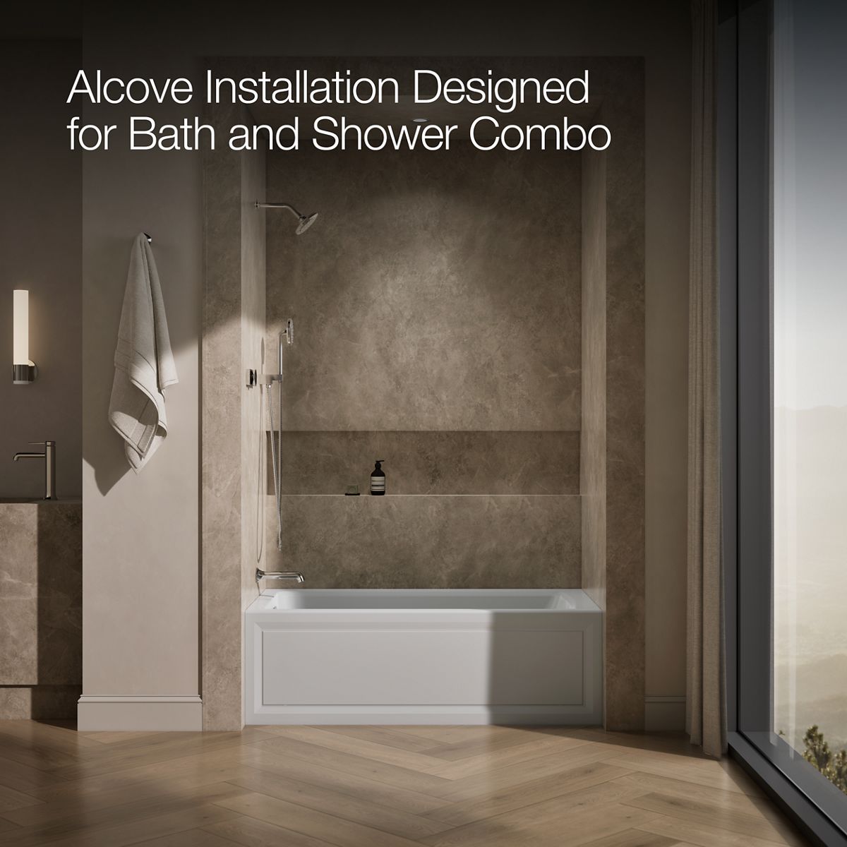 KOHLER K-1947-LA Archer 60" x 30" alcove whirlpool bath, left drain