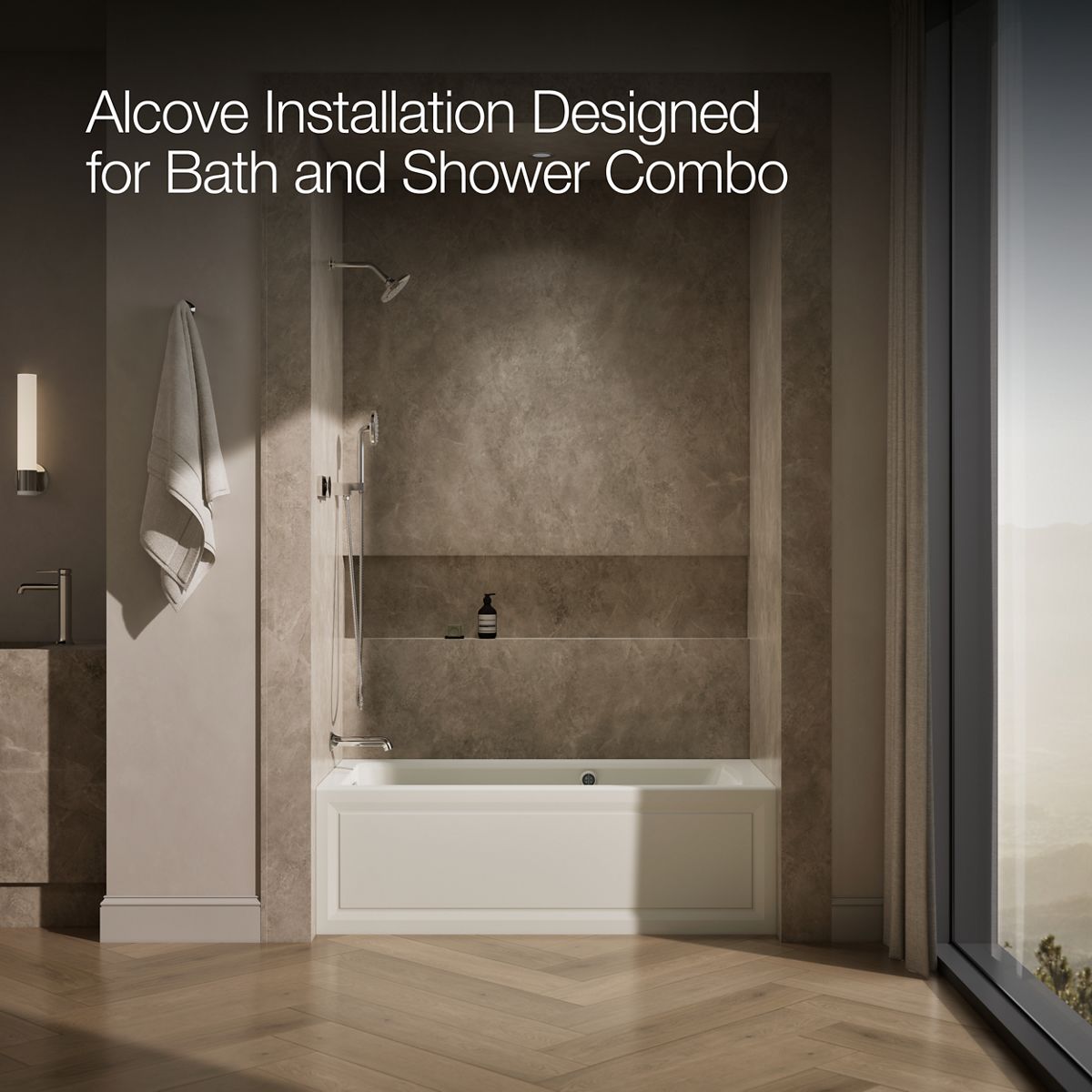 KOHLER K-1947-LAW Archer 60" x 30" alcove whirlpool bath with Bask heated surface, left drain