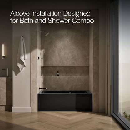 KOHLER K-1947-LAW Archer 60" x 30" alcove whirlpool bath with Bask heated surface, left drain