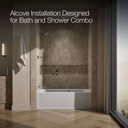 KOHLER K-1947-LAW Archer 60" x 30" alcove whirlpool bath with Bask heated surface, left drain