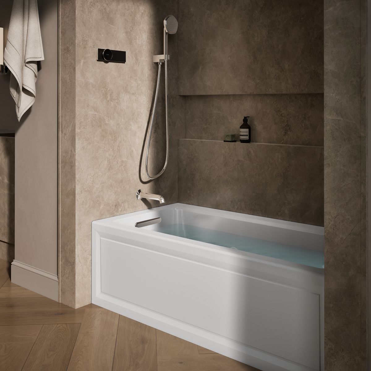 KOHLER K-1947-LAW Archer 60" x 30" alcove whirlpool bath with Bask heated surface, left drain