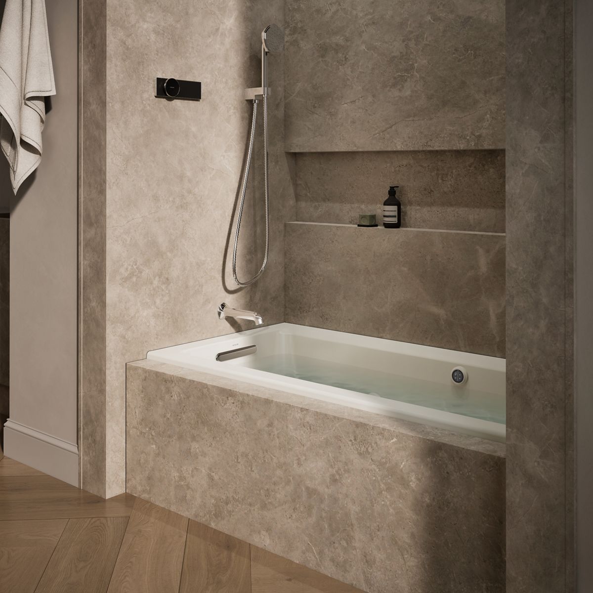 KOHLER K-1947-LW Archer 60" x 30" alcove whirlpool bath with Bask heated surface, left drain