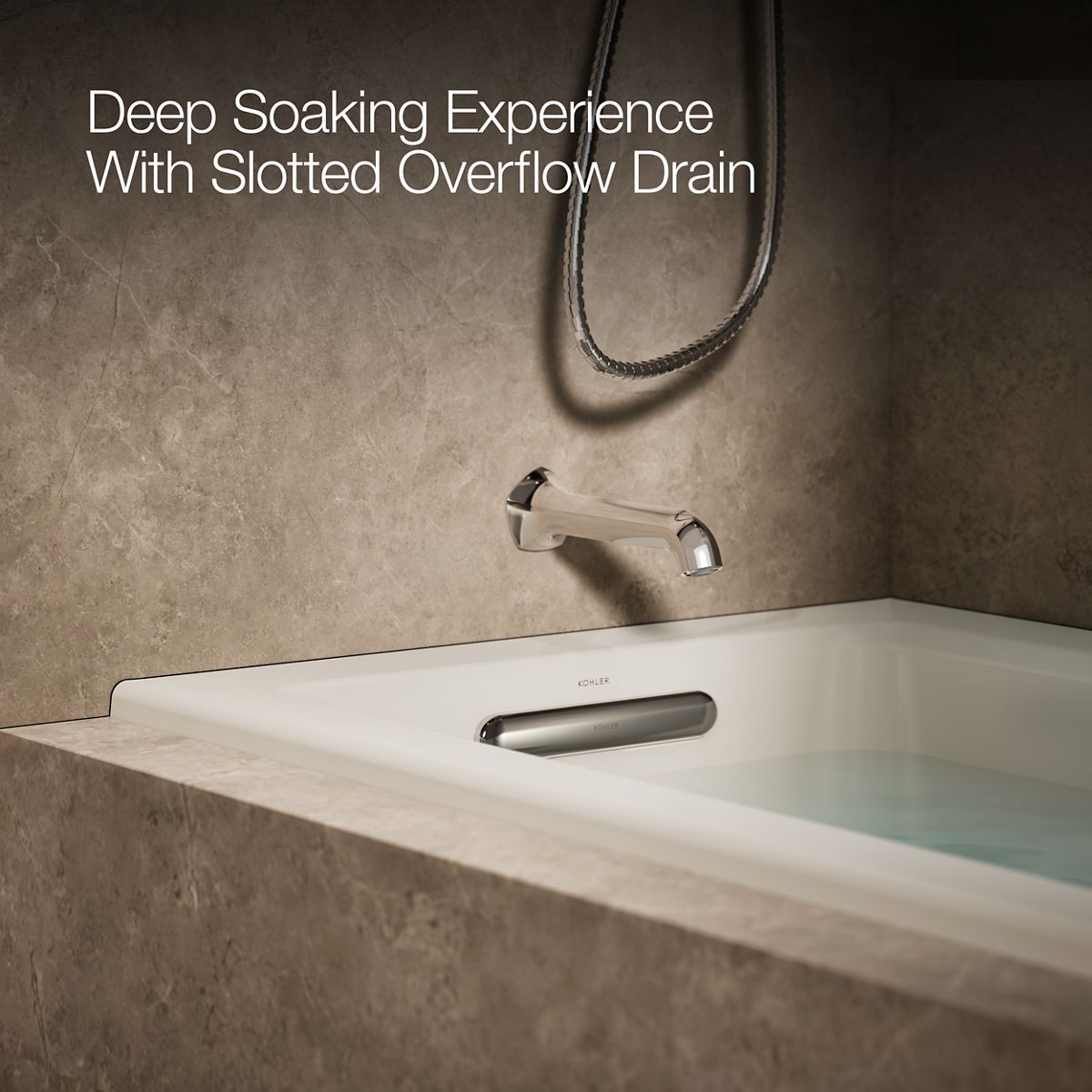 KOHLER K-1947-LW Archer 60" x 30" alcove whirlpool bath with Bask heated surface, left drain