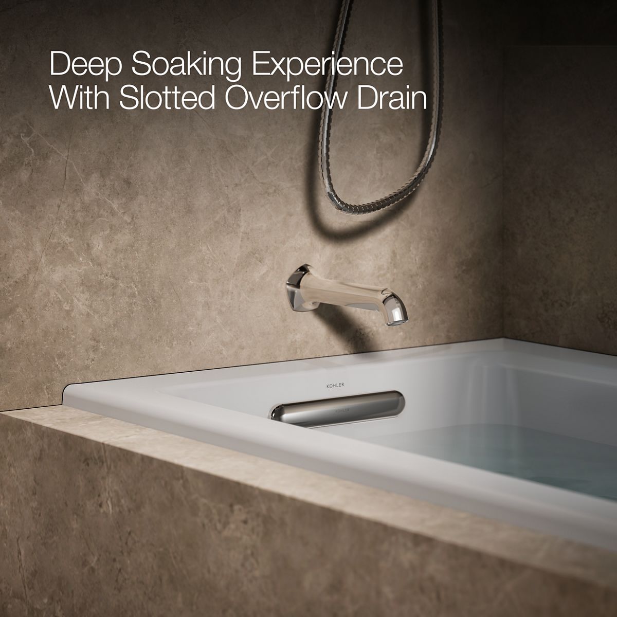 KOHLER K-1947-LW Archer 60" x 30" alcove whirlpool bath with Bask heated surface, left drain