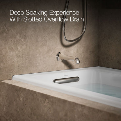 KOHLER K-1947-LW Archer 60" x 30" alcove whirlpool bath with Bask heated surface, left drain