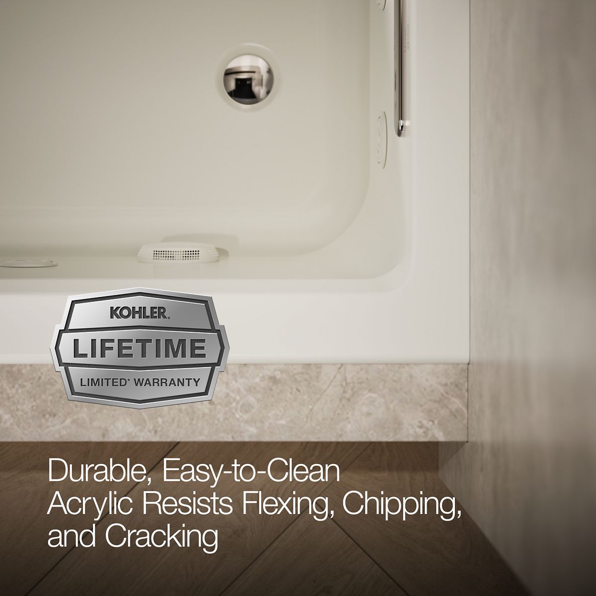 KOHLER K-1947-R Archer 60" x 30" alcove whirlpool bath, right drain