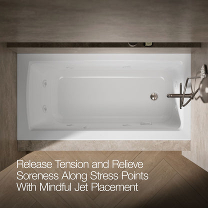 KOHLER K-1947-R Archer 60" x 30" alcove whirlpool bath, right drain
