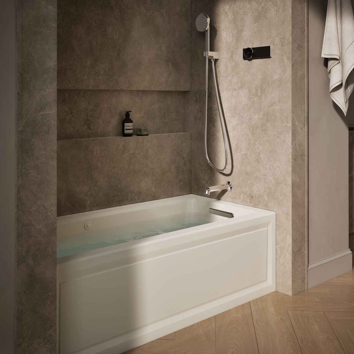 KOHLER K-1947-RAW Archer 60" x 30" alcove whirlpool bath with Bask heated surface, right drain